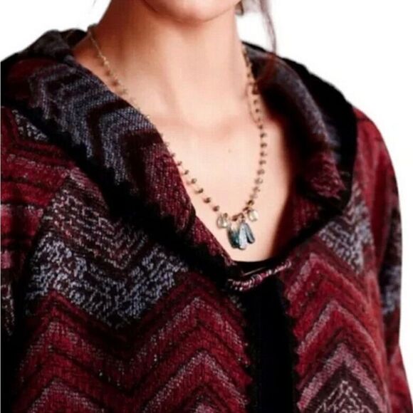 ANTHROPOLOGIE Hei Hei Mesilla Jacquard Knit Fringe Sweater Jacket Size Small - Picture 2 of 12